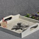 Taca drewniana - zdobiona metodą decoupage