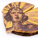 Golden Woman - obraz ręcznie wypalany na drewnie Art Deco, 15x15 cm