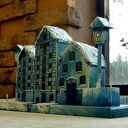 Dekoracja z drewna, ręcznie malowana - domki Zimowe Spichrze