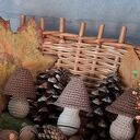 Zestaw trzech szydełkowych grzybków „Brązowa Jesień” w wersji handmade (3 szt.)
