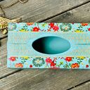 Pudełko na chusteczki w kolorach boho - drewniany organizer do domu