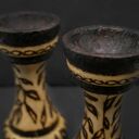 Drewniane kieliszki na jajka - buk, pirografia, motyw liści - prezent, upominek, naturalne, dekor