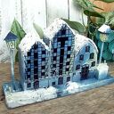 Dekoracja z drewna, ręcznie malowana - domki Zimowe Spichrze