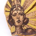 Golden Woman - obraz ręcznie wypalany na drewnie Art Deco, 15x15 cm