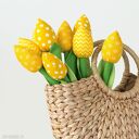 Żółty bawełniany bukiet tulipanów handmade - 9 nie więdnących kwiatów