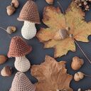 Zestaw trzech szydełkowych grzybków - brązowa jesień w wersji handmade