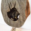 Abstrakcyjna rzeźba dekoracja ze starego drewna w stylu wabi-sabi
