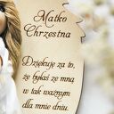 Podziękowanie dla chrzestnej matki - aniołek z dedykacją na Komunię i Chrzest