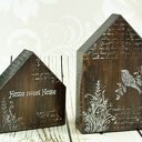 Drewniane domki Home sweet Home - ręcznie zdobiony komplet na prezent