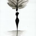 Grafika A4 malowana ręcznie tuszem - minimalizm i czarno-biała abstrakcja