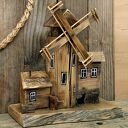 Dekoracja ze starego drewna - Młyn wiatrowy