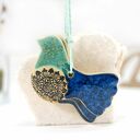 Turkusowe ptaszki w locie - ceramiczne ozdoby wiszące (zestaw 3 szt.)