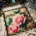 Dekoracyjny obrazek z różami Paris - prowansja, shabby chic i decoupage
