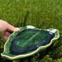 Ceramiczna patera w kształcie liścia - zieleń i granat