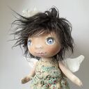 ANIOŁEK dekoracja ścienna - figurka tekstylna ręcznie szyta i malowana