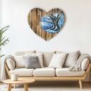 Drewniane serce z malowanym pejzażem - W cieniu starego dębu