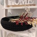 Taca ze sznurka - czarny organizer na szydełku (ok. 33 cm)