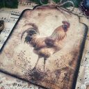 Dekoracyjny obrazek decoupage z kogutem - shabby chic i farmhouse