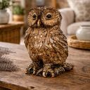 Sowa ceramiczna - ręcznie wykonana figurka w naturalnych brązach