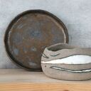 Doniczka ceramiczna handmade Otuliny - szara glina i stare złoto