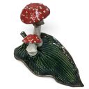 Ceramiczna podstawka pod kadzidło w kształcie liścia z muchomorem