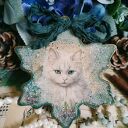 Ozdobna zawieszka Magiczny Kotek decoupage shabby chic vintage