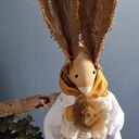 Ręcznie szyty zając vintage brązowo-morski (72 cm)