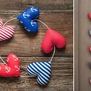 Girlanda sercowa marynarska z 5 serc - dekoracja handmade na prezent