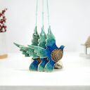 Turkusowe ptaki w locie - ceramiczne ozdoby wiszące