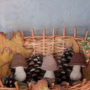 Zestaw trzech szydełkowych grzybków - brązowa jesień w wersji handmade