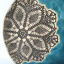 Koronkowa patera z turkusem - ceramiczny talerz folkowy
