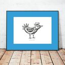30x40 plakat z ptaszkiem, minimalizm grafika na ścianę, nowoczesny do domu, ptaszek