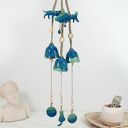 Dekoracja wisząca do sypialni - ceramiczny łapacz snów z kotkiem (boho)