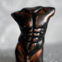 Kobieta i mężczyzna w metalicznej miedzi i złocie - 2 figurki z gipsu