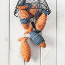Skandynawska dekoracja ryby - zestaw 5 miękkich rybek szaro-pomarańczowych (handmade)