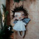 Aniołek - artystyczna lalka kolekcjonerska z tkaniny