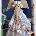 Pani Słonikowa w stylu rustykalnym - dekoracja handmade 33 cm