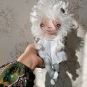 Kudłaty Aniołek - artystyczna lalka kolekcjonerska z tkaniny 22 cm