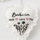 Lniane serce dla Babci z imionami wnuków - personalizowana dekoracja