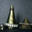 Trzy stożki z gipsu na biżuterię - metaliczny zielony, ręczne wykonanie