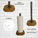 Loftowy stojak na papier kuchenny S002_1-W1 - drewno i metal