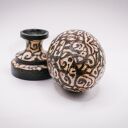 Ręcznie dekorowane drewniane jajko z podstawką - abstrakcyjny wzór, natura, pirografia, upominek