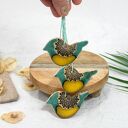 Ozdoby wiszące ptaszki z ornamentem - dekoracja ceramiczna