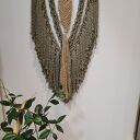 Oliwkowa makrama ścienna handmade - dekoracja boho do domu