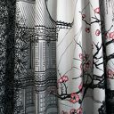 Zasłony artystyczne welurowe Japan View - komplet 2 sztuk