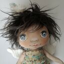 ANIOŁEK dekoracja ścienna - figurka tekstylna ręcznie szyta i malowana