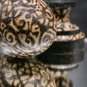 Ręcznie dekorowane drewniane jajko z podstawką - abstrakcyjny wzór, natura, pirografia, upominek