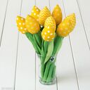 Żółty bawełniany bukiet tulipanów handmade - 9 nie więdnących kwiatów