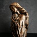 Rzeźba z gipsu, Matka z Dzieciątkiem, ogniste złoto, wys. 11,5 cm