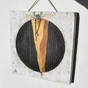 Anioł Klucznik XV - obraz ręcznie malowany na drewnie (20x20 cm)